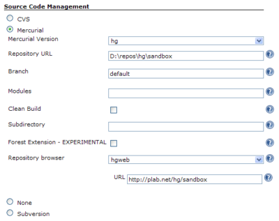 Jenkins Source Code Management of the Job