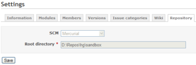 Redmine Mercurial Repository Setting