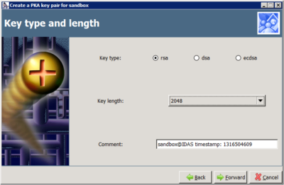 Copssh - Create a PKA key pair - Key type and length