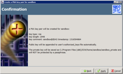 Copssh - Create a PKA key pair - Confirmation