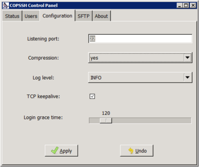 Copssh Control Panel - Configuration