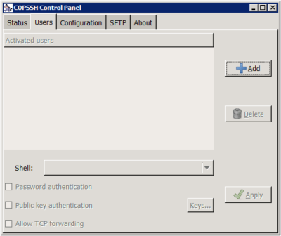 Copssh Control Panel - Users