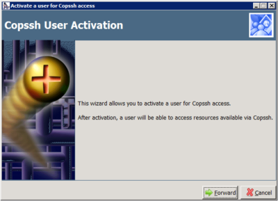 COPSSH Control Panel - Activate a user
