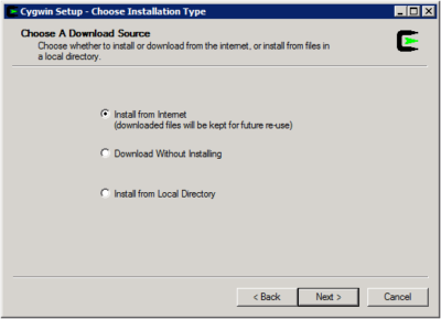 Cygwin Setup - Choose a Download Source