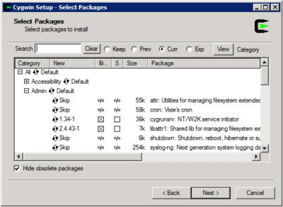 Cygwin Setup - Select Packages