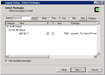 Cygwin Setup - Select Packages
