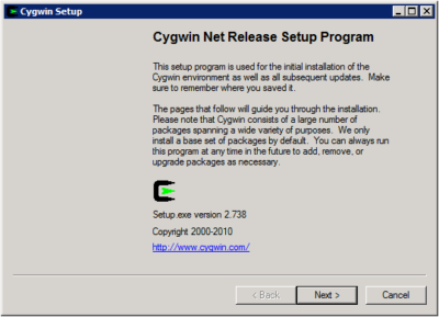 Cygwin Setup - Welcome