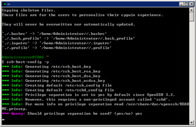 Cygwin SSH Host Configuration
