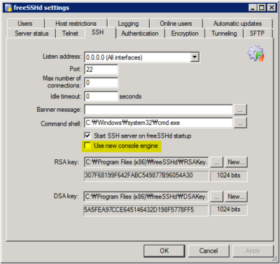 freeSSHd SSH