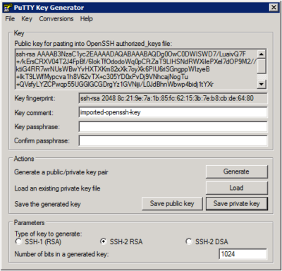 Putty Key Generator – Conversion Privatekey