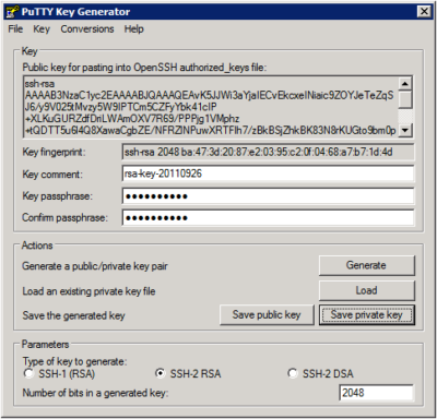 Putty Key Generator – Key Passphrase