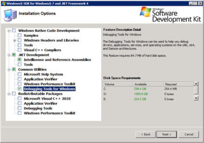 Windows SDK - Installation Options