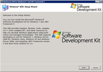Windows SDK Setup - Welcome